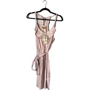 Dreimaster T-Back Spaghetti strap ruffle bottom dusty pink sundress size large